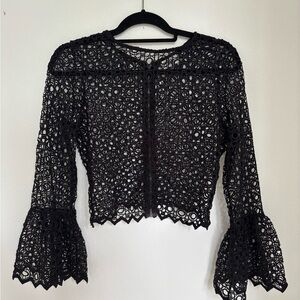 Chic Black Crochet Blouse
